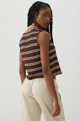 Striped Tie Front Sweater Tank