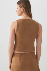 Crop Faux Suede Vest