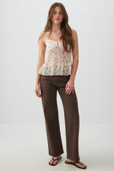 Textured Lace Tank Top with Frills