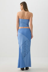 Patchwork Knit Lace Maxi Skirt