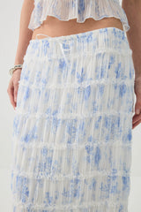 Crinkled Chiffon Tiered Maxi Skirt