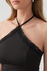 Lace Trim Halter Tank Top