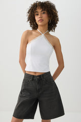 Lace Trim Halter Tank Top