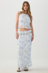 Crinkled Chiffon Halter Tank Top