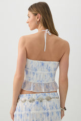 Crinkled Chiffon Halter Tank Top