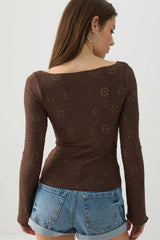 Ruched Front Eyelet Top