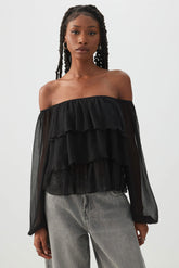 Off Shoulder Tiered Blouse