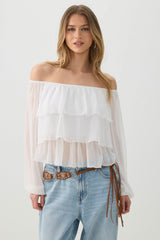 Off Shoulder Tiered Blouse