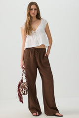 Plunge Neck Flowy Blouse
