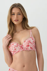 Floral Lace Balconette Push Up Bra