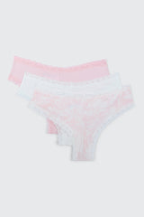 3-Pack Lace Trim Cheeky Panties