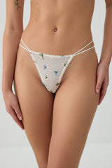 Embroidered Picot Thong