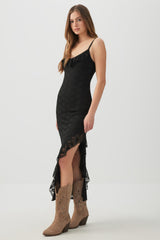 Lace Maxi Dress with High Slit