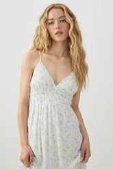 Crinkle V-Neck Maxi Dress with Pockets