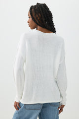 Oversized Cable Knit V-Neck Sweater
