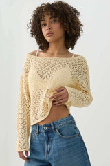 Open Knit Boat Neck Sweater