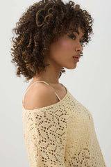 Open Knit Boat Neck Sweater