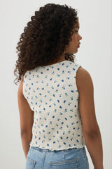 Floral Smocked Cropped Tank