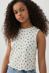 Floral Smocked Cropped Tank