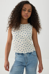 Floral Smocked Cropped Tank