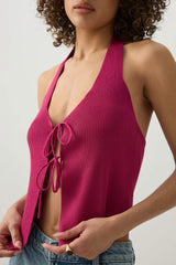 Tie Front Halter Sweater Tank