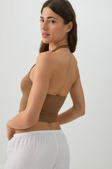 Basic Crop Halter Tank Top