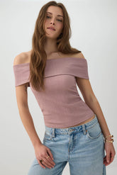 Textured Knit Off Shoulder Crop Top