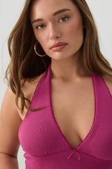 Deep V-Neck Crop Halter Tank Top
