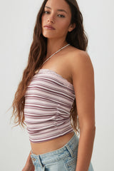Fine Rib Cotton Blend Tube Top