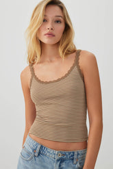 Scoop Neck Lace Trim Tank