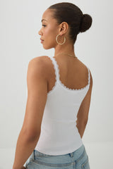 Scoop Neck Lace Trim Tank