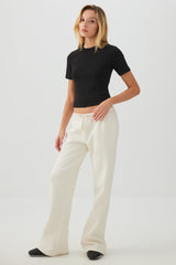 Basic Cropped Rib Crew T-Shirt