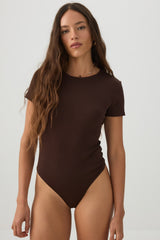 Fine Rib Crew Neck Bodysuit