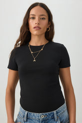 Fine Rib Crew Neck Bodysuit