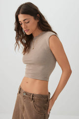 Cropped Ribbed Crew T-Shirt