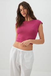Cropped Ribbed Crew T-Shirt