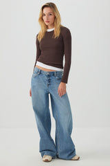 Cropped Rib Crew Top