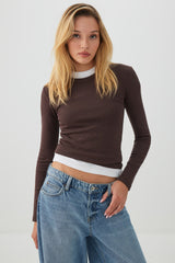 Cropped Rib Crew Top