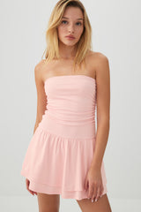 Ribbed Bandeau Ruffled Romper
