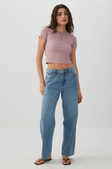 Cropped Ribbed Tee with Bows