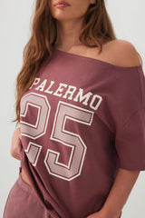 Long Oversized Off Shoulder Graphic T-shirt