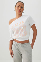 Long Oversized Off Shoulder Graphic T-Shirt
