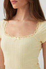 Scoop Neck T-Shirt with Lace Trim