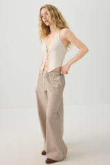 Mid Rise Foldover Wide Leg Pants