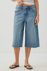 Denim Mid Rise Culottes