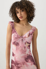 Floral Maxi Tie Front Dress