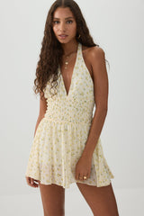 Printed Woven Halter Romper
