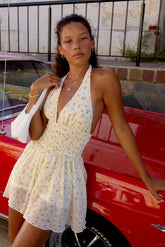 Printed Woven Halter Romper