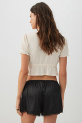 Mid Rise Shorts with Lace Trim