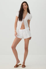 Eyelet Tie Front Top
